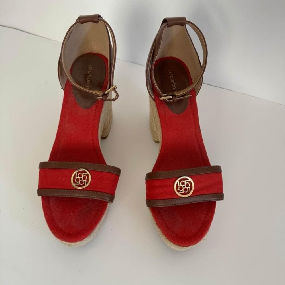 Liz Claiborne Women's Ankle Strap Red Wedges/ Size 8